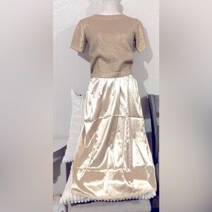 Bundle Gold Sweater and Satin Skirt Small